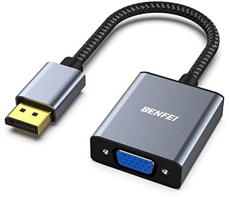 BENFEI Adaptateur DisplayPort vers VGA, convertisseur DP vers VGA mâle vers Femelle(Coque en Alliage d'aluminium et câble en Nylon)