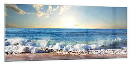 Panorama Bilder auf Glas 100x40cm Glasbild Meer Ufer Wasser Groß Wanddeko Bild im Glas Schlafzimmer Küche Wandbilder Dekoration Wohnzimmer Modern Wall Decor Wand Kunstdruck Art GAB100x40-3551