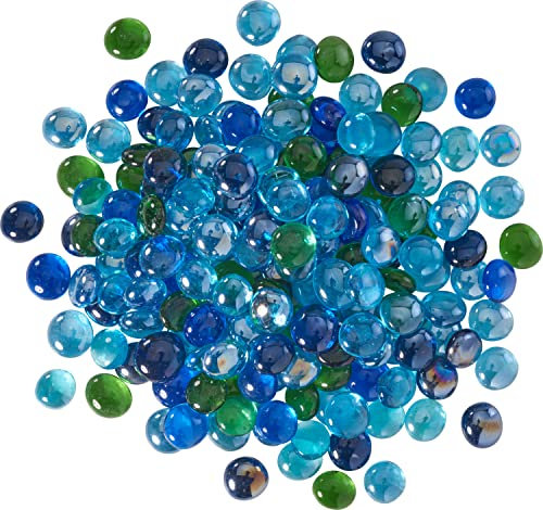 VBS XXL Glas Muggelsteine Bunt 1 kg Mosaiksteine Glassteine Dekosteine 1.0 kg Ganzjährig geeignet für Basteln und Dekoration Ø 1,8 cm