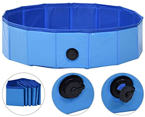 vidaXL Piscine Pliable pour Chiens Bleu 80x20 cm PVC Chat Animaux Baignoire
