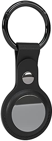 EAZY CASE - Schlüsselanhänger für AirTag Anhänger Hülle Leder Schwarz AirTags Schutzhülle Air Tracker Schlüsselanhänger mit Karabiner geeignet auch als Air Tag Anhänger für Kinder, Katze, Hund