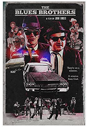 American Comedy The Blues-Brothers Filmposter Leinwand Poster Schlafzimmer Dekor Sport Landschaft Büro Raum Dekor Geschenk Unframe:30 × 45 cm