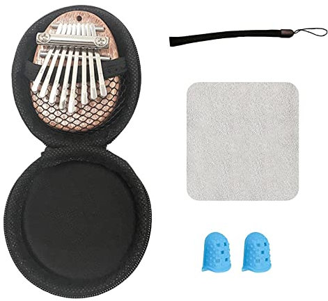 Kalimba Schutzhülle für Kalimba Daumenklavier, 8 Tasten, 17 Tasten, stoßfest, wasserdicht, mit Daumenschutz, Reinigungstuch (klein)