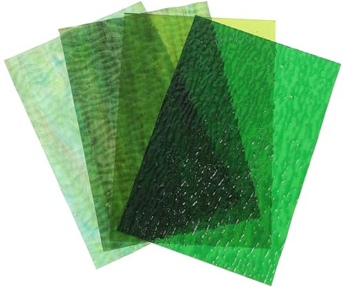 Angoily Lot de 4 feuilles de vitrail en mosaïque pour vitraux et mosaïques Vert