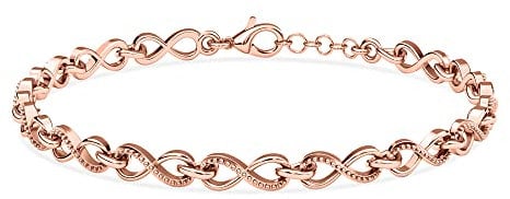 TJC Infinity Knot Bracelet, Infinity Link Chain Bracelet in 925 Sterling Silver/Rose Gold/Yellow Gold - 6.5, 7, 7.5, 8 Inches | with Gift Box