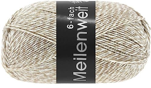 LANA GROSSA Meilenweit 6-fach 150 | 6-fädiger Sockenklassiker, waschmaschinenfest | Handstrickgarn 80% Schurwolle & 20% Polyamid | 150g Wolle zum Stricken & Häkeln | 390m Garn FB8508
