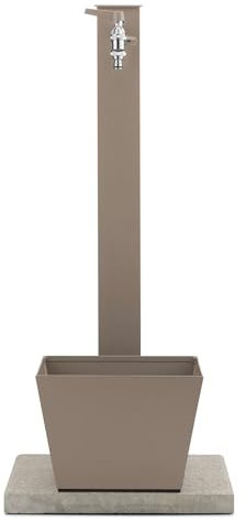 Fontana da Giardino con Rubinetto Base Vaschetta e Portagomma Belfer 42/QRRV Tortora