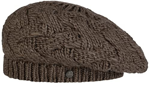 LIERYS Jesila Baskenmütze Damen Strickmütze mit Schurwolle Made in Germany Herbst Winter Taupe One Size