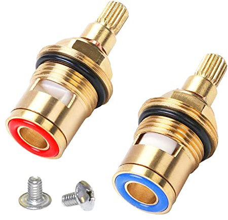 2 Pieces Ceramic Tap Cartridge Replacement Brass Tap Glands Repair Kit 1/4 Turn Tap Cartridge with Screws for Bathroom Kitchen (Long Model) (Short Model)