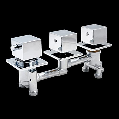 2/3 Voies Inverseur Douche Cascade Baignoire Thermostat Robinet électrolytique Monobloc Carré 3 Poignées Mitigeur Bain, Thermostatique Bain Robinets, Triple Poignée (3 Voies)