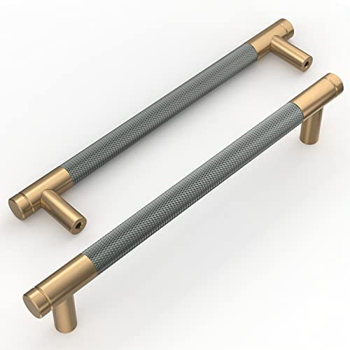 Amerdeco 10 Stück Goldgrau Schrankgriffe 160mm Lochabstand, Aluminium Griffe für Küchenschränke & Möbelgriffe für Schubladen