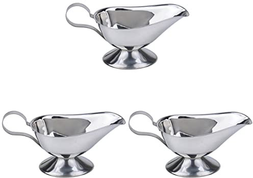 3pcs Gravy Boat Sauce Dish Stainless Steel Sauce Dressing Dip Containers Gravy Sauces Seasonings Sauce Boat Stainless Steel Seasoning Containers