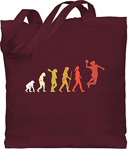 Baumwolltasche - Kinder Sport Kleidung - Handball Evolution Vintage - Unisize - Bordeauxrot - handballer geschenk halbball beachhandball hanball 25. geburtstag geschenke spruch em wm sprüche 2022
