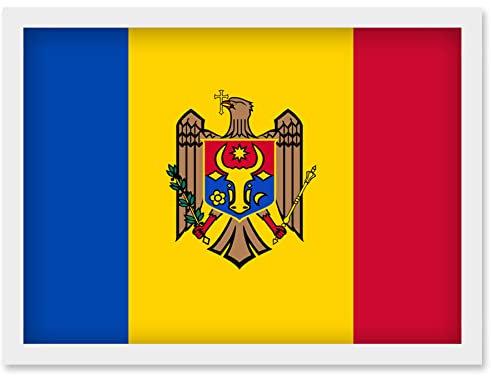 Artery8 Moldova (the Republic of) National Flag Patriotic Vexillology World Flags Country Region Poster Artwork Framed Wall Art Print A4