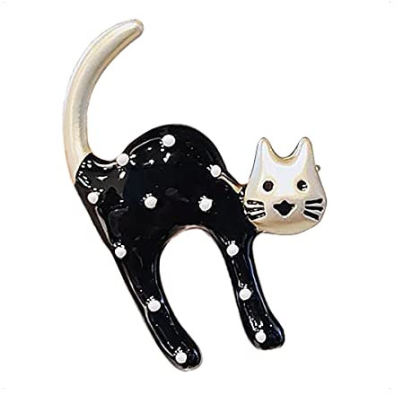 KONFEN Broches pour Femmes, Chat Broche Femme Vetement Decollete, Chaton Broche Bijoux Mini Vintage, Animal Broche Pince Veste Pull Pour Femmes Vêtements sacs à dos Décor Mariage Noël (Noir)