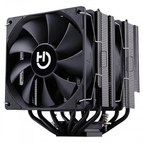 Hiditec DISIPADOR CPU COOLER DE DOBLE TORRE C20 PRO BLACK, 265W TDP, 6 x Heatpipes, 2 Ventiladores 120mm PWM Rodamientos Fluido Dinámicos, Compatibilidad total Intel LGA 1851, LGA 1700 y AM5