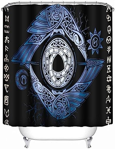 Nordische Mythologie Wikinger Blickdichter Bauernhof Duschvorhang, Vintage Wasserdichter Strapazierfähiger Stoff mit Duschvorhanghaken, für Badezimmer Badewanne ( Color : Style9 , Size : 60x72Inch )