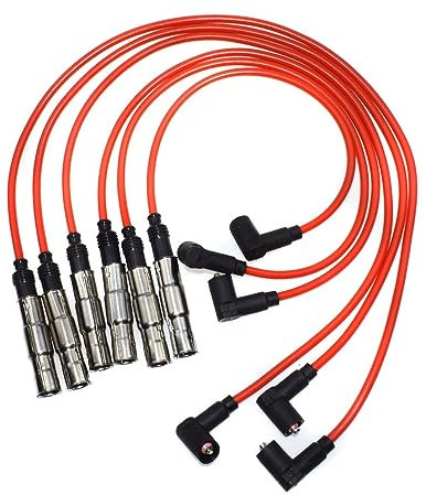 JSLER 6 stücke Zündkerze Draht Kabel Kit 430NC Fit for Golf Fit for Jetta Fit for Passat Fit for VR6 1993-1999 2,8 L-V6 021998031 021998031A 021998031D