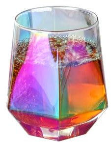 YUHANOER Stemless Wine Glasses,10Oz Iridescent Glassware,Modern Rainbow Glassware Colored Tumblers for Red Wine,Cocktails,Whiskey,Gifts