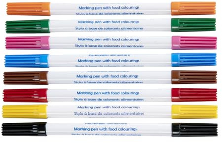 BrandNewCake® Rotuladores de Tinta Comestible - Set de 8 - Bolígrafo Comestible para Decoración de Tartas