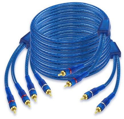 XMSJSIY - Cable de audio RCA de 4 canales para coche, 4 RCA macho a macho, par trenzado con reducción de ruido, para coche, marina, motocicleta, 5 m
