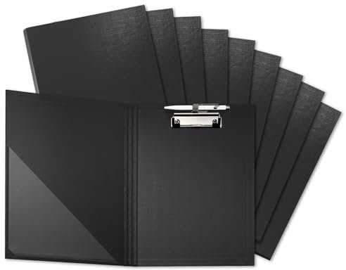 Original Falken 10er Pack Klemmbrett-Mappe. Made in Germany. Mit stabilem Pappkern und Kunststoffbezug außen und innen für DIN A4 mit Tasche im Vorderdeckel mit Stiftehalter schwarz
