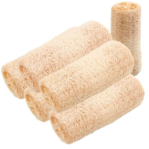 Anseom Esponjas Naturales de Luffa, 6 Piezas Biodegradables para Baño y Cuidado de la Espalda