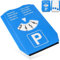 Parkscheibe mit Eiskratzer, 1 Stück, in Blau, acht Sprachen, Parkuhr Set mit Reifenprofilmesser und Einkaufswagenchip, für Auto, LKW, Wohnmobil, Parking Disc Blue, Parkkarte, Park Scheibe Ankunftszeit