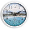 40cm Large Garden Clock -Waterproof Indoor Outdoor Wall Clocks with Thermometer for Garden,Patio,Pool,Home Decor - Blue 16 Inch,Coastal Beach Theme