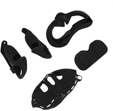 Juego de Fundas de Silicona para Gafas VR, Controlador, Tapa de Palo de Vibración, Cubierta Protectora Frontal para Auriculares VR (Black)