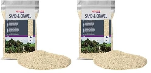 AMTRA White Quartz – Feiner weißer Quarz-Aquariumsand, für Süß- oder Salzwasser, 0,1–0,7 mm Körnung, Menge 5 kg (Packung mit 2)