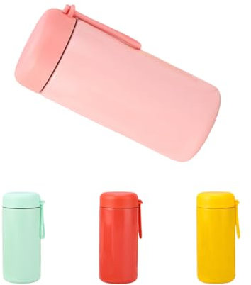 JAMAKALA 300ml Stainless Steel Water Bottle,Leakproof Double Wall Vacuum Insulation Water Bottle,Portable Small Insulated Flask with Carry Handle for Hot & Cold Drinks (Pink)