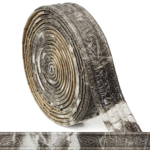 WAPANE Moulures Murales Autocollantes avec Relief – Frises Décoratives en Mousse pour Cuisine et Salle de Bain, Bordure Adhésive Classique pour Carrelage et Miroirs, Effet Marbre