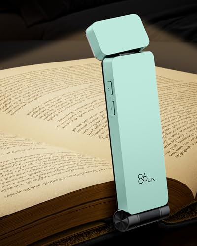 86lux Lampe de lecture, rechargeable, pour lire au lit, lampe LED ultra légère avec 3 couleurs ambrées et gradation en continu pour la lecture de nuit pour les amateurs de livres, les enfants, bleu