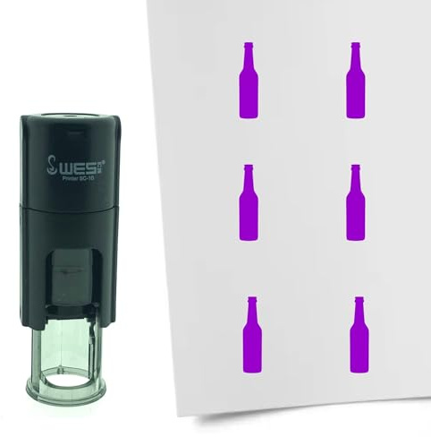 CombiCraft Selbstfärbender Stempel Bierflasche in Lila, 10mm rund - Ideal für Bulletjournals und Treuekarten