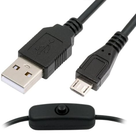 cablecc Câble de commutation d'alimentation USB 2.0 micro USB vers type A avec bouton marche/arrêt Micro 5 broches pour lampe de bureau DC 5 V ventilateur caméra 1,5 m