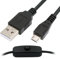 cablecc Cable de interruptor de alimentación USB 2.0 micro USB a tipo A con botón de encendido y apagado micro de 5 pines para lámpara de escritorio CC 5 V, cámara de ventilador de 1,5 m