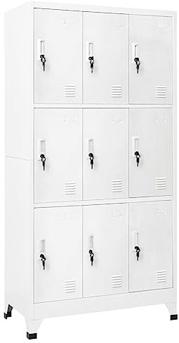 Willood Schließfachschrank mit 9 Fächern Stahl 90x45x180 cm Grau