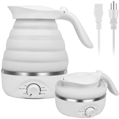 Travel Foldable Electric Kettle - 110V 700ml Collapsible Kettle White