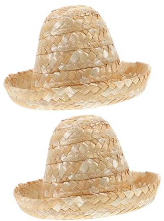 MAGICLULU 2pcs Miniature Straw Hat Wine Bottle Cap Craft Diy Party Decorations for Dolls Tiny Hats