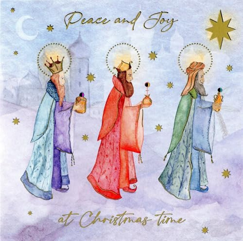 Sparkle Three Kings Embellished Hand-Finished Christmas Greeting Card XLSB095S