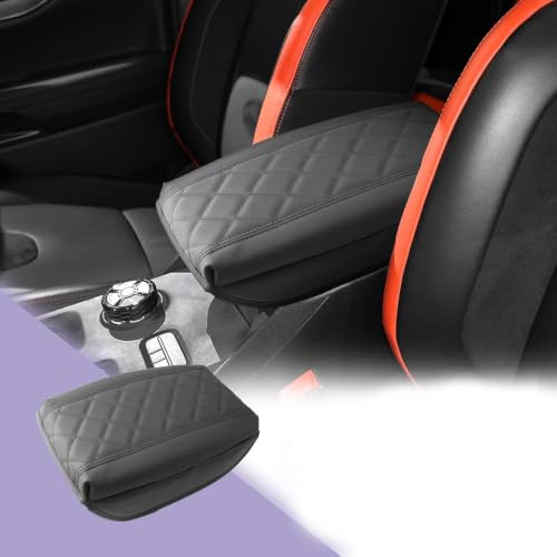 LUWU Mittelkonsole Armlehnen Abdeckung für Ford Ranger T9 (2023-2026) | Armlehnenbezüge Schutz Auto PU-Leder Armlehne Schutz Konsolen-Handauflage Kissen Ranger T9 Zubehör (Elektronische Bremse)