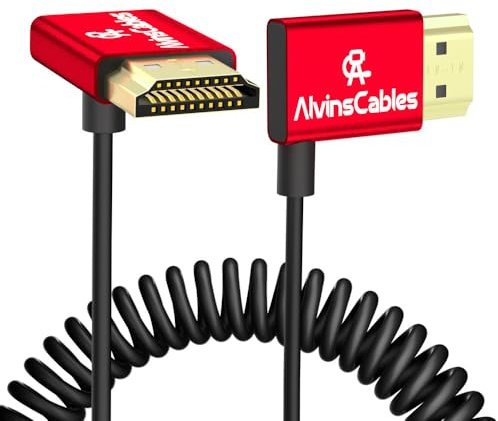 Alvin's Cables 8K HDMI-Kabel 2.1 48 Gbit/s High Speed Φ2,4 mm ultradünnes HDMI 8K@60Hz 4K@120Hz für Sony A7 A9, BMPCC, für Canon C70, Atomos Ninja,SmallHD, bis zu rechtwinkliges Spiralkabel