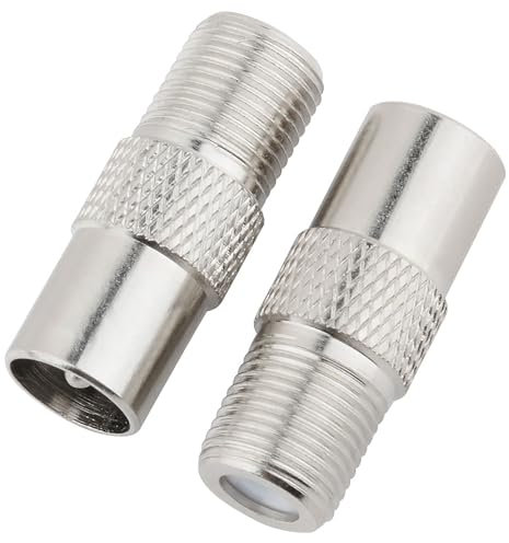 Xiciki 2 PCS TV Aerial Coaxial Connectors, F-Connectors Adapter, F Socket Female, Coaxial Cable Connectors for Satellite TV Aerial Screw Connector Socket Connector to RF Coax Plug Aerial Male Adapter