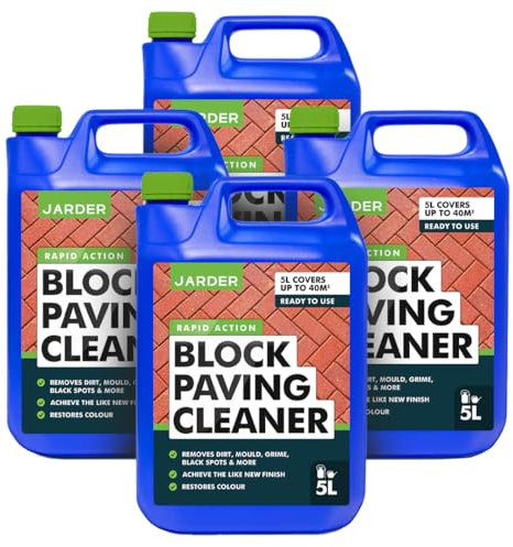 Jarder Rapid Action Block Paving Cleaner 4 x 5L - Elimimates Black Spot, Lichen, Dirt, Grime, Mould and More - Protects against Cracking - Restores Colour