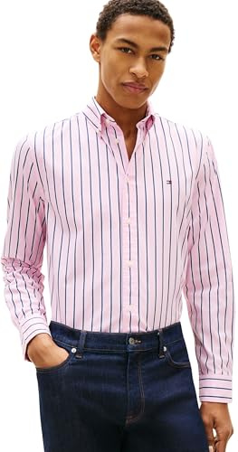Tommy Hilfiger Herren Flex Poplin Bold Stripe Rf Shirt Mw0mw39159 L/S Shirt (1er Pack)