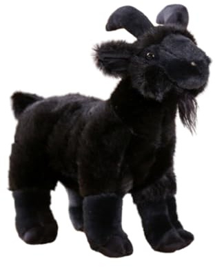 Xiyocadt Ziege Plüschtie Ziege Figur, Tier Ziege Modell Spielzeug Simulierte Ziege Statue, Stand Simuliertes Tier Kawaii Schaf Kuscheltier, Dekoration für Kinder,Geschenke Für Kinder (18cm,Schwarz)