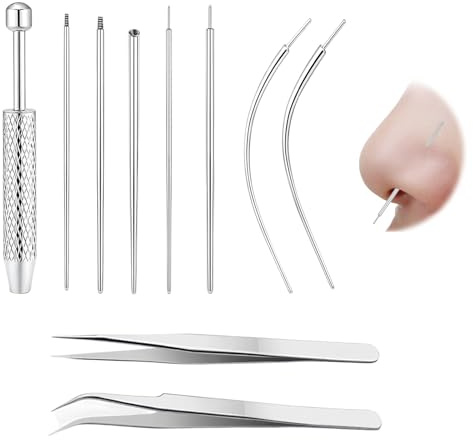 NUDVMUCH 16G 18G Piercing Aiguilles Piercing Taper Ball Grabber Outil | 10 PCs Filetage Acier Inoxydable Kit Perçage Corporel, pour Changer Bijoux Fil d'Insertion, pour L'oreille Nez Nombril