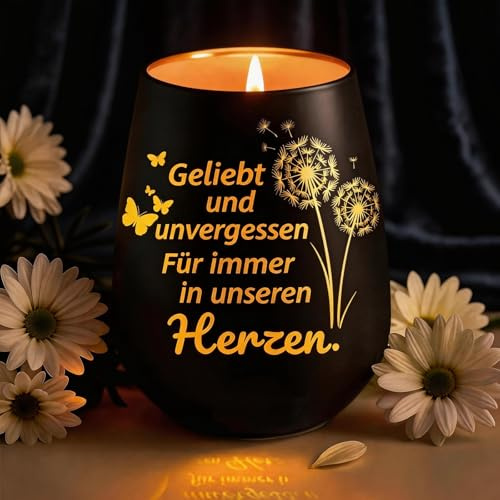 Trauerkerzen mit Spruch, Trauerlicht Windlicht, Gedenkkerze für Verstorbene, Trauergeschenk Beerdigung, Kondolenzgeschenk Deko, Erinnerung an Mama Papa Oma Opa für Verstorbene Trauer Trostlicht