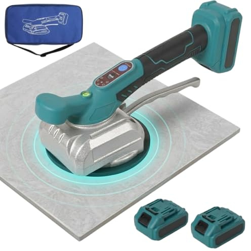 Piastrellatrice Vibrante per Piastrelle — Ventosa Elettrica Professionale 28.000 Vib/min, 5 Velocità, Portata 100 kg, 2 Batterie Litio, Livella Integrata — Kit Completo Dealix per Pavimenti e Pareti